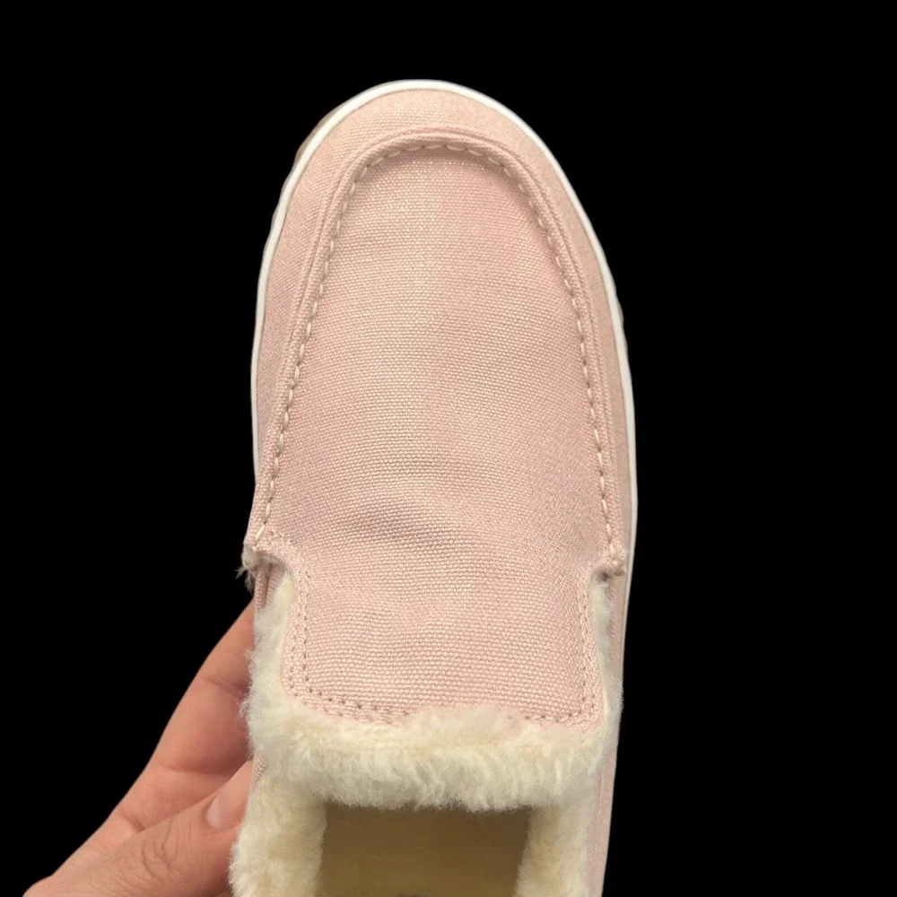 Sperry Youth Girls Moc-Sider Faux Fur Lined Winter Shoes Size 4 Blush Pink White